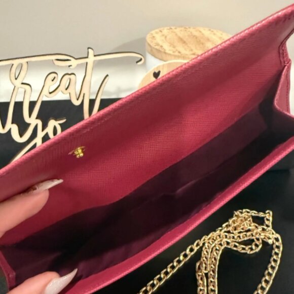 PR001. PRADA, Saffiano Leather Long Wallet, Fuschia/Dark Pink - Picture 2 of 4